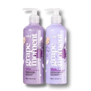 Imagem de Kit Capilar Grape Moment Reconstrução – Shampoo e Máscara 300ml | Restaura, Nutre e Fortalece Cabelos Danificados - Virá Cosméticos