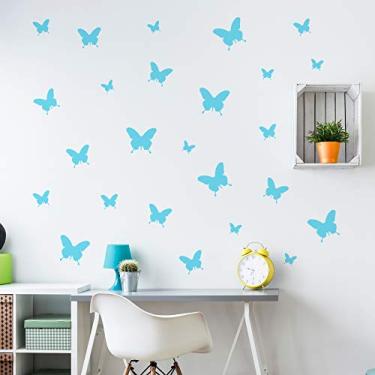 Imagem de Adesivo de Parede Borboletas Azuis 25un Cobre 1,5m²