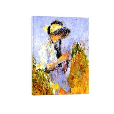 Imagem de BMZFYBS Imagens modernas para sala de estar - impressão em tela - reprodução de pintura de parede famosa - mulher com chapéu de palha - pôster pronto para pendurar tela embrulhada 70 x 100 cm 27 x 39