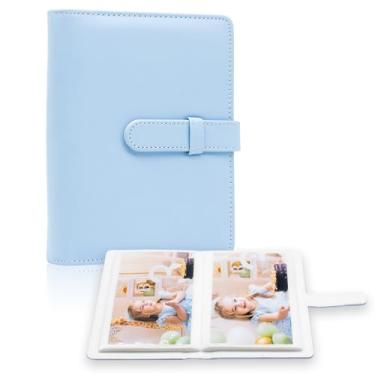 Imagem de Hearoo Álbum De Fotos 4X6 - 68 Bolsos, Pequeno, Mini Capacidade, Capa Couro Vegano Premium, Fotos, Carteira Portátil, Para Meninos, Meninas, Aniversário, Casamento (Azul)