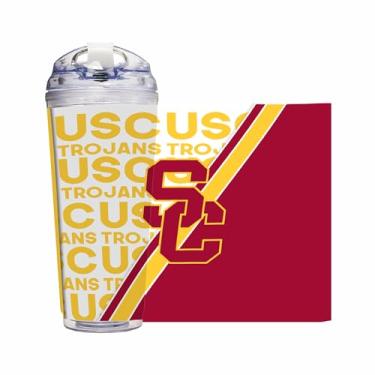 Imagem de Rico Industries NCAA Southern California Trojans - Copo de acrílico USC Primary 680.4 g com tampa articulada, copo de parede dupla oficialmente licenciado com canudo