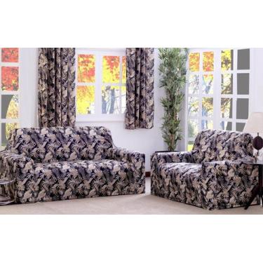 Imagem de Capa Protetora de Sofá Adere Floral Preto 02 e 03 Lugares - Deccoralle