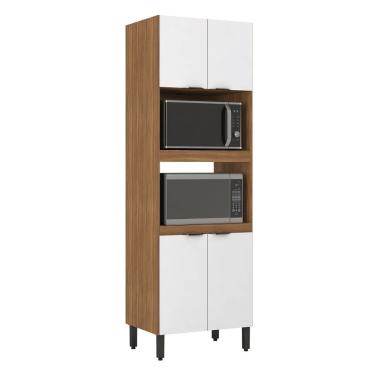 Imagem de Paneleiro Duplo FornoTorre Quente 4 Portas Firenze - Amêndola Touch/ Branco Demóbile 