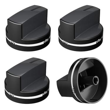 Imagem de Pacote com 4 - W10339442 Puxador de fogão a gás preto de substituição compatível com fogão/forno a gás Whirlpool, adequado para WFG320M0BB0, WFG320M0BS3, WFG510S0AB0 etc. Puxadores de controle de