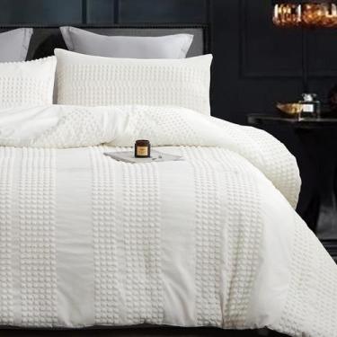 Imagem de Conjunto de edredom Cupocupa King Size, branco, boho, tufado, 3 peças