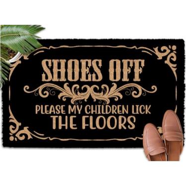 Imagem de Shflytu Shoes Off Please My Children Lick The Floors 76.2 cm x 45.7 cm Make a Statement with Welcome Mats Outdoor Funny Custom Door Mat Outside Fall Welcome Mats Holiday Door Mat