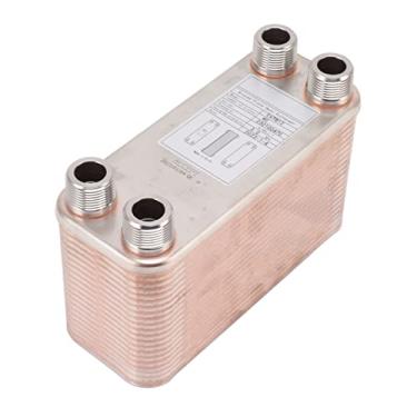 Imagem de Xcello Trocador de calor, aço inoxidável, soldado, compacto, soldado, resistente, conector de rosca para água de mosto de cerveja