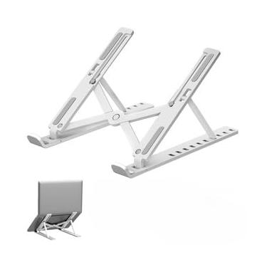 Imagem de Suporte Base Ergonômica De Alumínio Metálico Para Notebook, Tablet E Macbook Dobrável(Prateado,Alumínio)