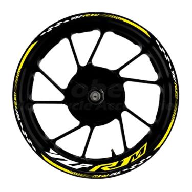 Imagem de Awonderful Kit de listras refletivas para motocicleta, adesivos de aro de roda de vinil compatíveis com Yamaha YZF1000 R1M 2020-2024 (amarelo)