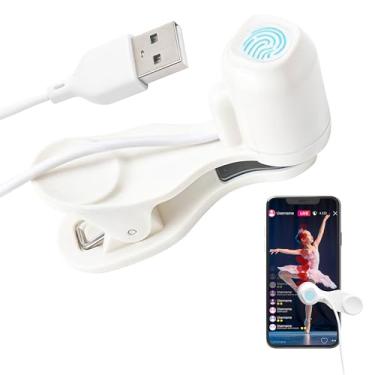 Imagem de Clicker automático de tela para tablet celular, suporte automático de mini clique para transmissões ao vivo, jogos, telefones, ofertas de compras, material ABS (branco)