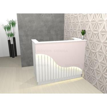 Imagem de Balcão Orgânico Ripado Atendimento Recepção Rosa Milk Shake e Branco c