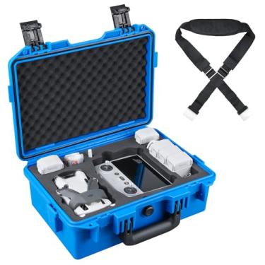 Imagem de Lykus Titan MM410 Waterproof Hard Case for DJI Mini 4 Pro/Mini 3/Pro and RC2/RC/RC-N2/N1, Blue with Shoulder Strap, Support 7 batteries and RC lanyard [CASE ONLY]