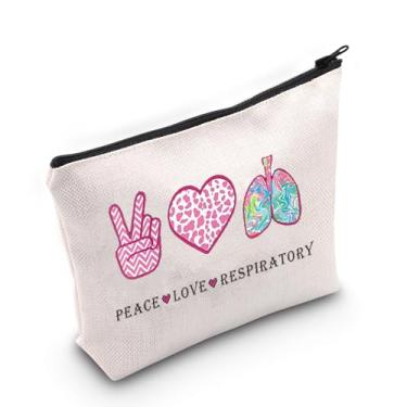 Imagem de JXGZSO Bolsa cosmética da semana de cuidados respiratórios presente para terapeuta respiratório paz amor bolsa com zíper bolsa colorida para pulmões, Peace Love Respiratory