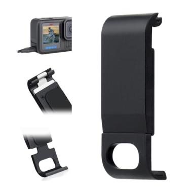 Imagem de YALLSAME Porta lateral de substituição de alumínio para GoPro Hero 13 12 11 10 9 preta, capa de bateria com orifício de carregamento para Go Pro 9 10 11 12 13 porta de carregamento direto preta