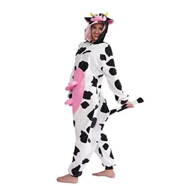 Imagem de Pijama adulto vaca peça única cosplay animal fantasia de Halloween para homens e mulheres, N1 - vaca, M