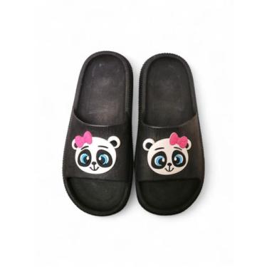 Imagem de Chinelo slide panda escolar unissex infantil juvenil adulto confortáve