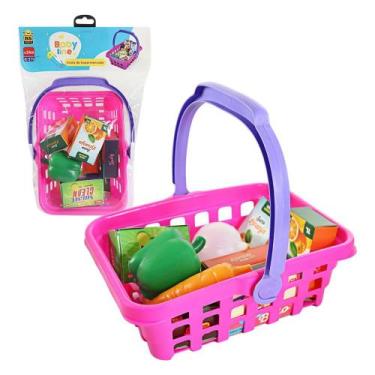 Imagem de Cesta Supermercado Brinquedo com Frutas - Bs Toys