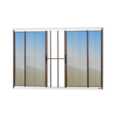Imagem de Janela Confort 4 Folhas Com Grade Vidro Reflex 100cm X 120cm Brimak Mix Corten