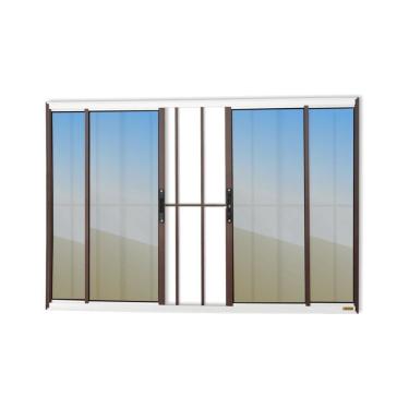 Imagem de Janela Confort 4 Folhas Com Grade Vidro Reflex 100cm X 150cm Brimak Mix Corten