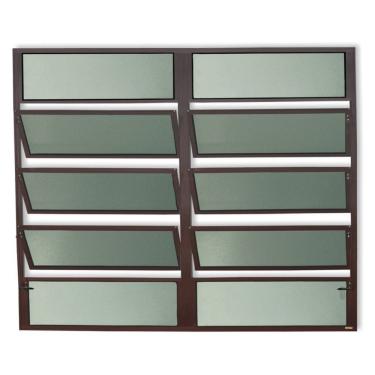 Imagem de Janela De Aluminio Basculante 2 Seções Plus Vidro Boreal 100cm X 200cm Brimak Corten