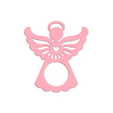 Imagem de Porta Guardanapo Anjinho Kit Com 4 Peças 7cmx8cm - Cria Arte Laser Rosa Claro