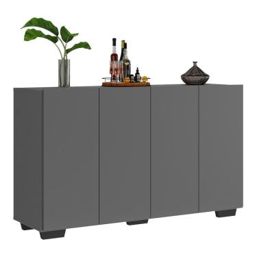 Imagem de Aparador Buffet 4 Portas Com Pés Quadrados Veneza Multimóveis V3557 Grafite/Preto Grafite/Preto