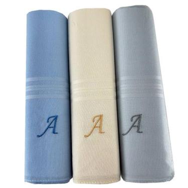 Imagem de Lenços Com Letras Presidente De Bolso 41cm 100 Algodão 3 Unidades, A