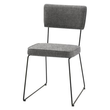 Imagem de Cadeira Roma Daf Móveis Em Assento E Encosto Em Mdf Com Espuma D28 Linho Cinza Base Aço Preto