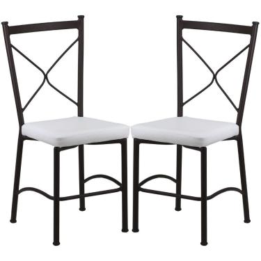 Imagem de Kit 2 Cadeiras Buffet Em Alumínio Marrom Com Branco