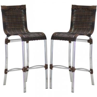 Imagem de Kit 2 Banquetas Alta Haiti Alumínio Fibra Sintética 105 cm Marsala Trama Original