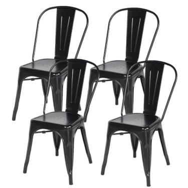 Imagem de Kit Com 4 Cadeira Tolix Iron Aço Carbono Industrial - Preto