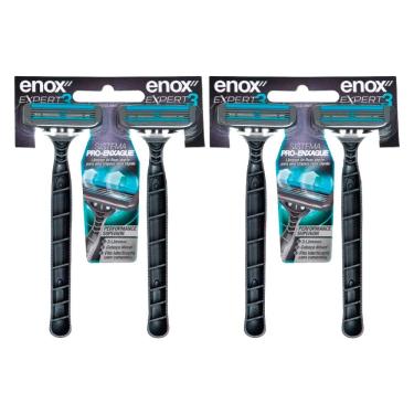 Imagem de Kit 4 Aparelho De Barbear Descartável Barbeador 3 Lâminas Enox Expert