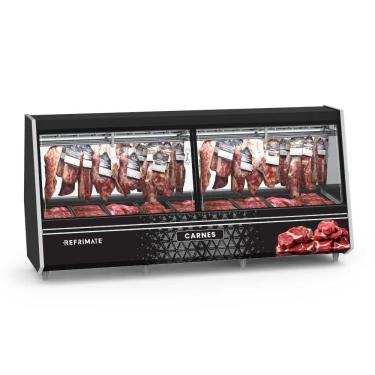 Imagem de Expositor Açougue Atlantis 3,00 Metros Preto Com Adesivo Gancheira Eaag3000 220v - Refrimate