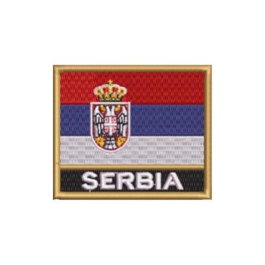 Imagem de BP0425N-001 Bandeira Sérvia Patch Bordado 7,5×6,3cm (D-Arquivo Matriz para bordar.)