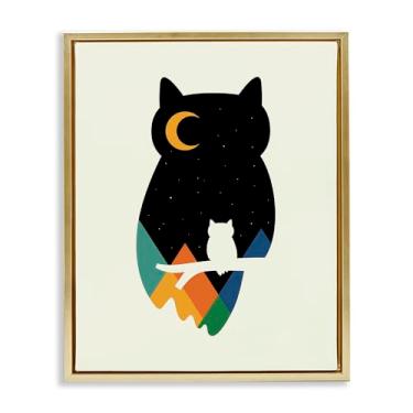 Imagem de Stupell Industries Montanhas em silhueta de coruja moldura dourada flutuante arte de parede design de parede por Andy Westface, 25 x 31