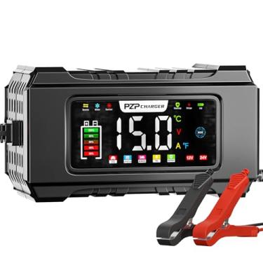 Imagem de PZ.P Carregador De Bateria Inteligente 15 A 12 V/24 V, Mantenedor E Lento Para Baterias Lifepo4 Chumbo-Ácido - Carregamento Totalmente Automático Em 9 Estágios Com Compensação Temperatura Motociclet