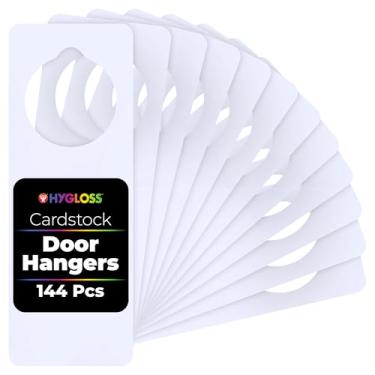 Imagem de Hygloss Cabide de maçaneta de porta de cartolina branco para artesanato - 144 peças - para fácil decoração/escrita - Cabides de maçanetas a granel para artesanato, projetos de sinalização de maçanetas