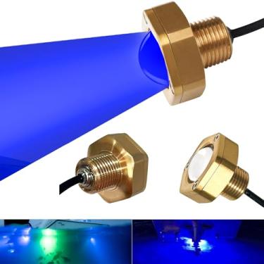 Imagem de NBWDY Plugue De Drenagem Para Barco, 2 Peças, Luz Com Aplicativo Rf, Controle Remoto, 1/2 Pol., Npt, Led Marinho Subaquático Pesca E Mergulho, Sistema Resfriamento Inteligente, Cc 12 V, Azul