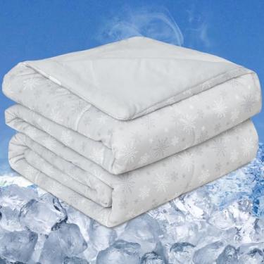Imagem de OIGAE Edredom Refrescante, Cobertores Japoneses Q-Max 0,45 Dupla Face Para Quem Dorme Com Calor E Tem Suor Noturno, Cobertor Leve Respirável Cama De Verão, Viagem, Acampamento, Cinza, Tamanho King S