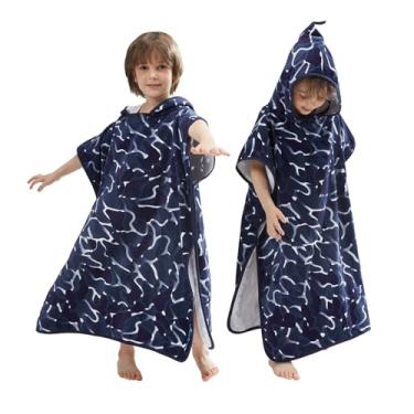 Imagem de BANGSAUR Toalha De Banho Infantil Com Capuz, Poncho, Praia E Piscina, 100% Algodão, Troca Surf, Para Bebês, Meninas Meninos 3 A 12 Anos (Onda Azul, 9 Anos/Altura: 125 150 Cm)
