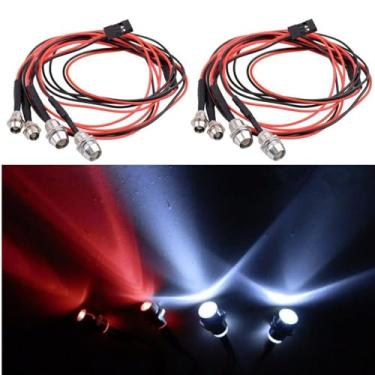 Imagem de Chanmoo Pacote Com 2 Luzes Led Para Carro Rc, Faróis Brancos, Lanternas Traseiras Vermelhas, Acessórios Buggy, Caminhão, Tanque, Rastreador, Scx10, Scx24, Trx4, Trx6, Slash, Rustler, Redcat, 4X4, Tr