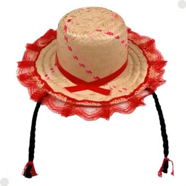 Imagem de Chapéu De Palha Festa Junina Com Tranças - 1 unidade - Cor Sortida
