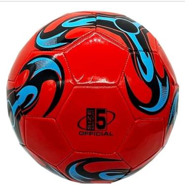 Imagem de Bola de futebol tamanho 5 oficial, vermelho com design de redemoinho azul, treinamento de futebol