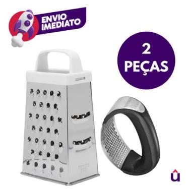 Imagem de Kit 02 Pç Amassador Espremedor Triturador Alho E Ralador de Legumes 4 