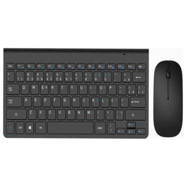 Imagem de Kit Teclado + Mouse Wireless usb Sem Fio Ergonômico Pc Notebook Abnt C