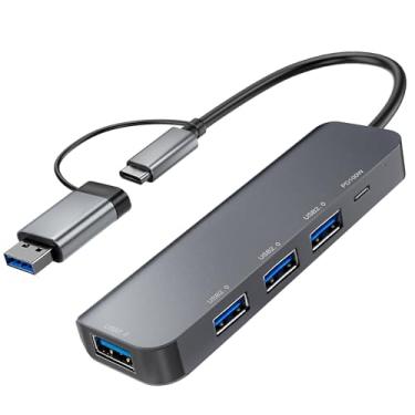 Imagem de Hub USB A/C 5 em 1, Adaptador Multiportas com PD 100W, 4 Portas USB-A de 5Gbps – Compatível com MacBook, Notebook, PC, Mouse, Teclado, Pen Drive – Ideal para Transferência de Dados e Expansão