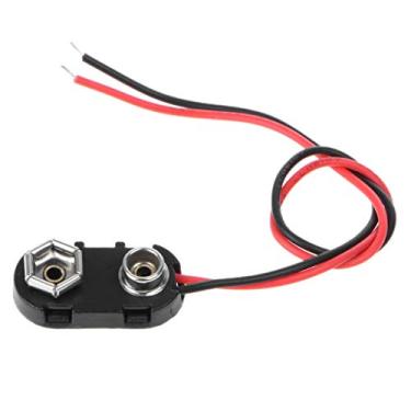 Imagem de Conector de clipe de bateria PP3 9V preto vermelho I fios estanhados 150 mm, interruptores de tomada elétrica, elétricos