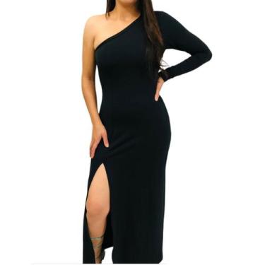 Imagem de Vestido Feminino Longo Fenda Manga Longa Ombro Nú Festa - Vivi Rangel,