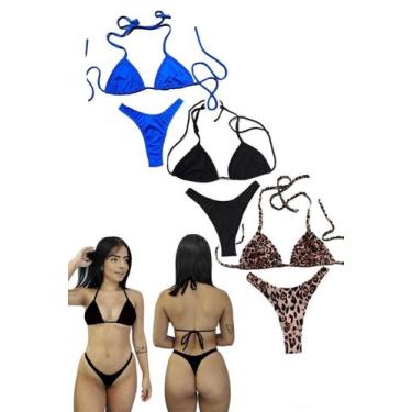 Imagem de Kit 3 Biquini Cortininha Fio Dental premium - confecção fenix, Cores v