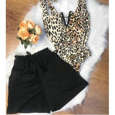 Imagem de Short suede curto feminino - filo modas , Preto, M